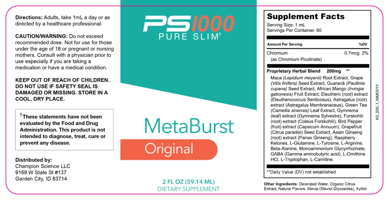 PS1000 MetaBurst® Bottle back Label